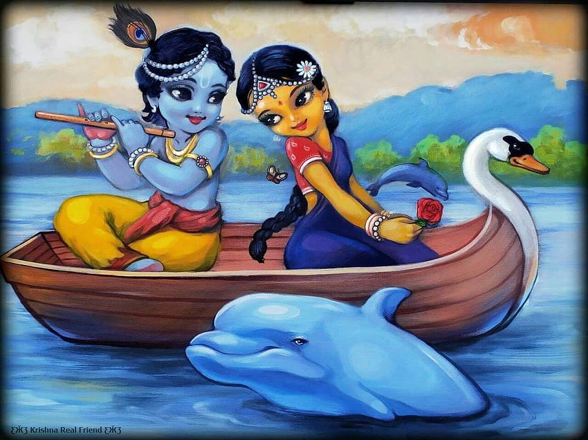 Cute Radha n Krishna!, radha krishna cartoon HD wallpaper | Pxfuel