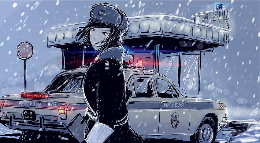 カーハットオリジナル警察雪制服、警察アニメ 高画質の壁紙