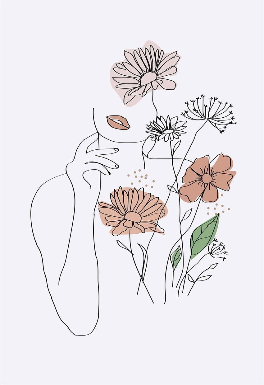 Pin on, minimal drawing flower HD phone wallpaper