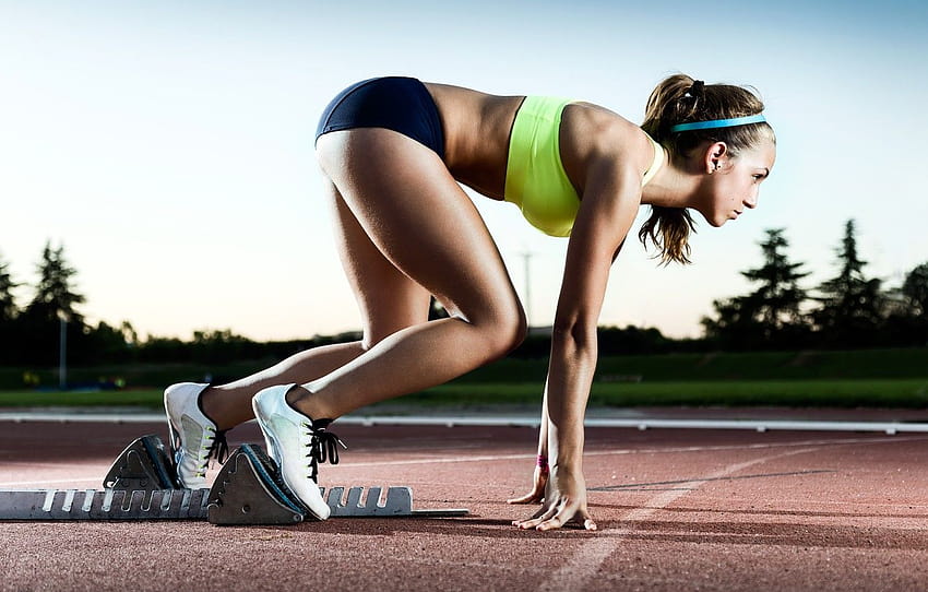 ผู้หญิง ความเร็ว ติดตาม ท่าทาง วิ่ง เริ่มต้น การฝึกอบรม ความเข้มข้น การประสานงาน หมวด спорт ติดตามสาว ๆ วอลล์เปเปอร์ HD