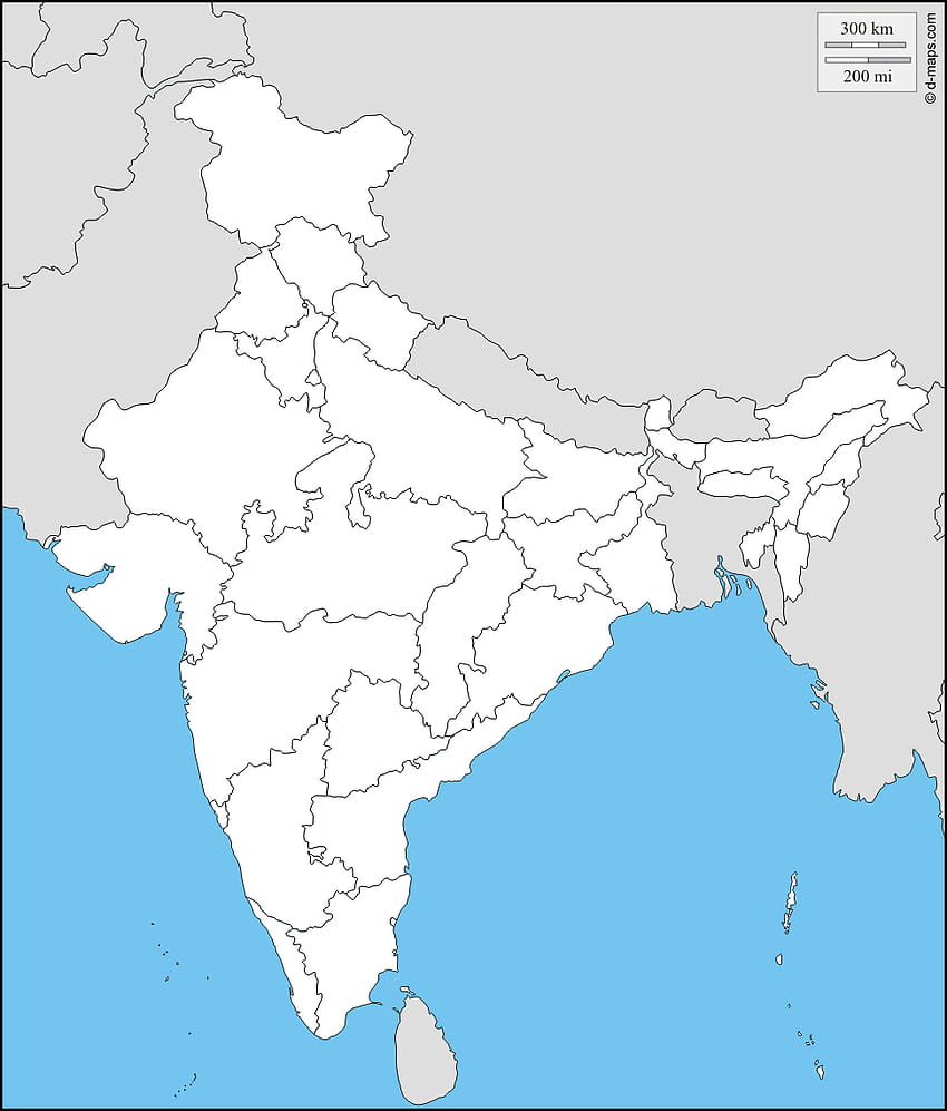 I 10 からのインドの空白の物理地図、インドの地図 2021 HD電話の壁紙