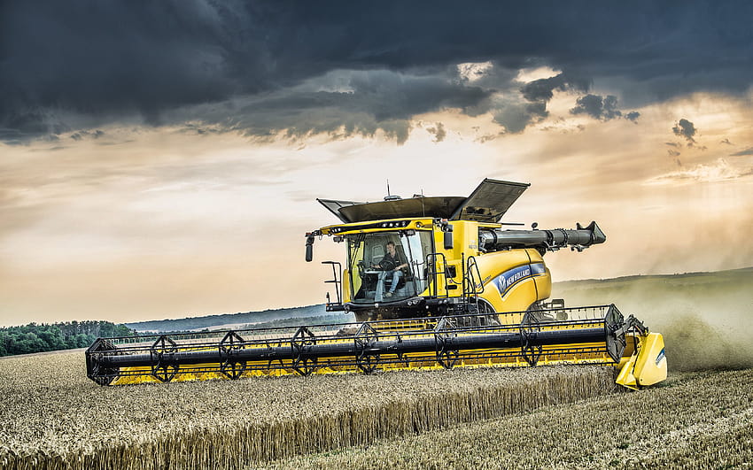 New Holland CR1090, wheat harvest, 2019 combines , agricultural machinery, R, grain harvesting, combine harvester, Combine in the field, agriculture, New Holland Agriculture with resolution 3840x2400. High Quality HD wallpaper