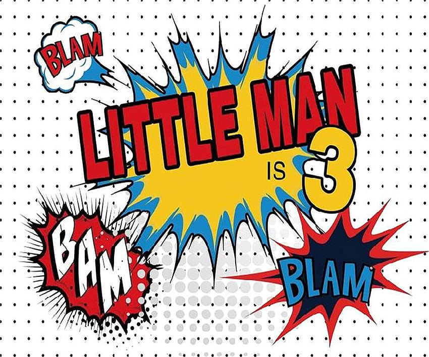 Amazon : Laeacco Baby Boy's 3th Birtay Backdrop 10x8ft 비닐 그래픽 배경 Little Man is 3 만화 만화 붐 버블 폴카 도트 어린이 예술 초상화 배경 소년 키즈 룸 장식:, 붐 붐 보이 HD 월페이퍼