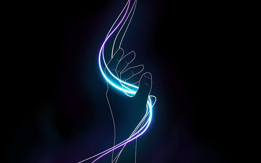 Hand holding light , hands, glowing, neon, digital art, glowing light HD wallpaper