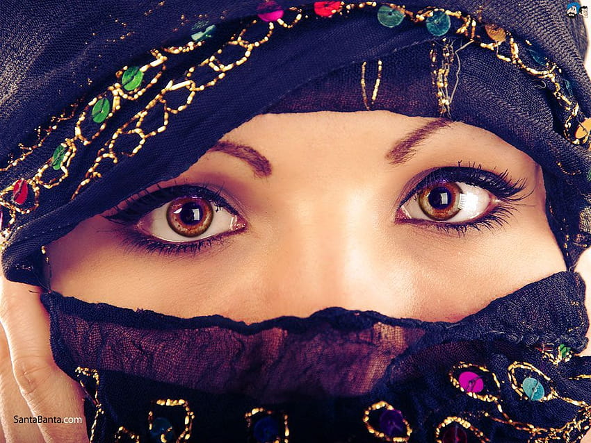 dla pięknej arabskiej kobiety grl0265, graficzne oczy dziewczyny hidżabu Tapeta HD