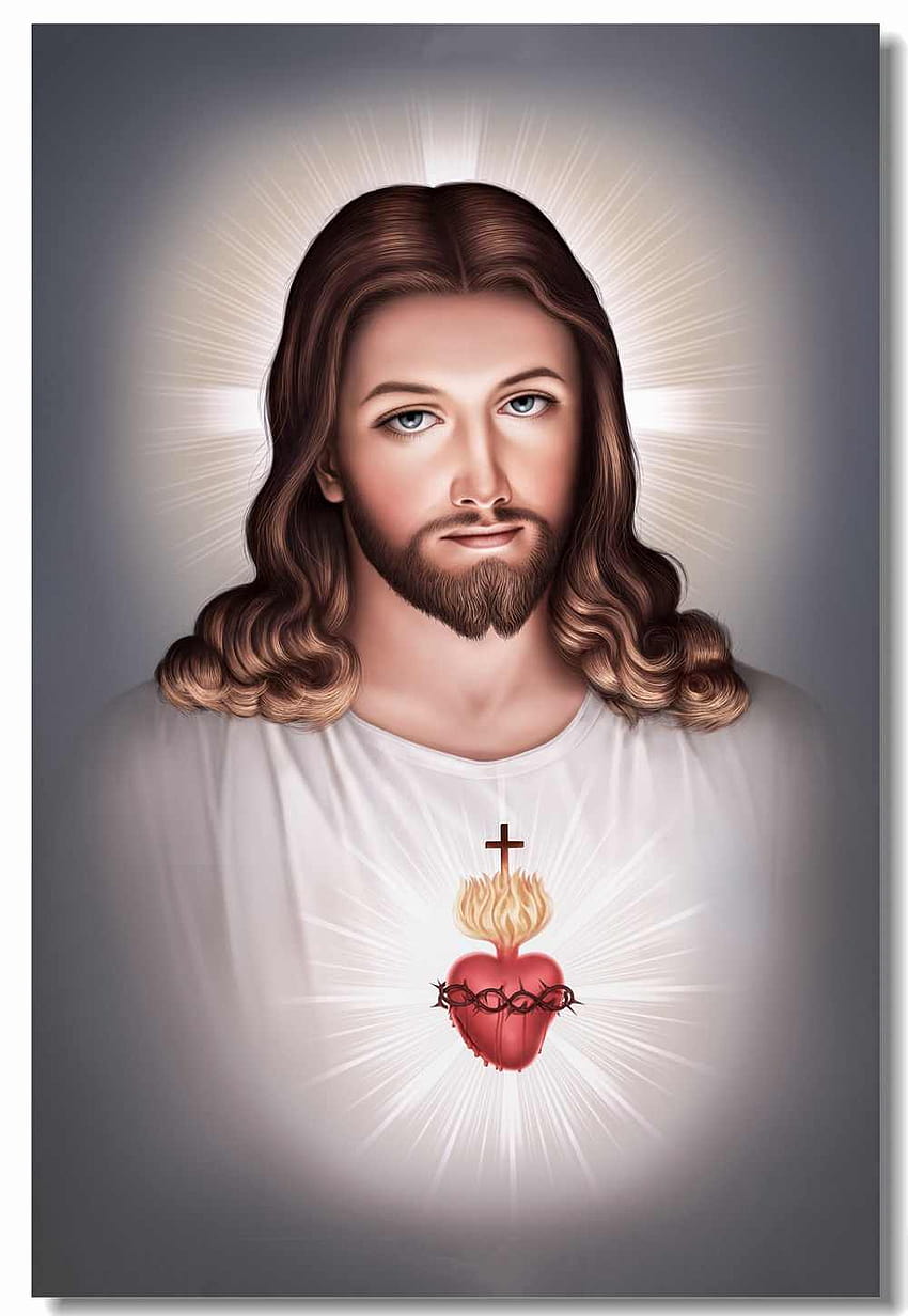 Custom Canvas Wall Decor Sacred Heart Of Jesus Christ โปสเตอร์ Divine Mercy สติ๊กเกอร์ติดผนังจิตรกรรมฝาผนัง Office ห้องนอนสติ๊กเกอร์ติดผนัง วอลล์เปเปอร์โทรศัพท์ HD
