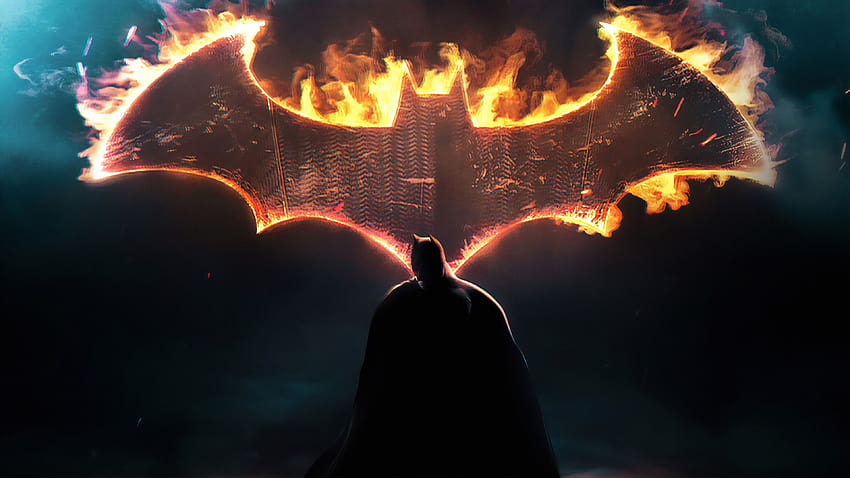 Batman Dark Knight Fire Logo artstation , artwork , batman , digital art , fire superheroes HD wallpaper