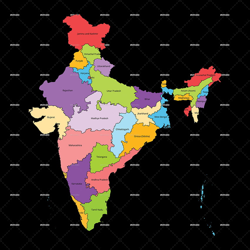 Peta dan Garis Besar Negara Bagian India, peta india wallpaper ponsel HD