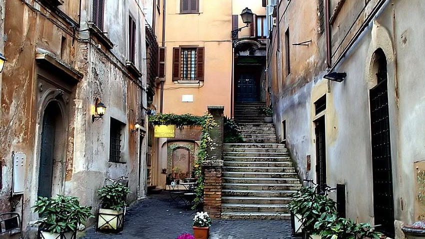 Houses: Small Sreet Palermo Beauty Huses Street Italy Stairs HD wallpaper