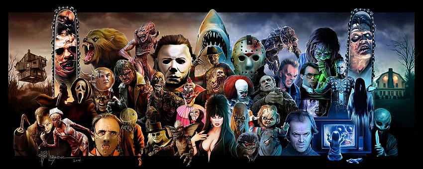 4 icone di film horror, tutti assassini di film spaventosi Sfondo HD