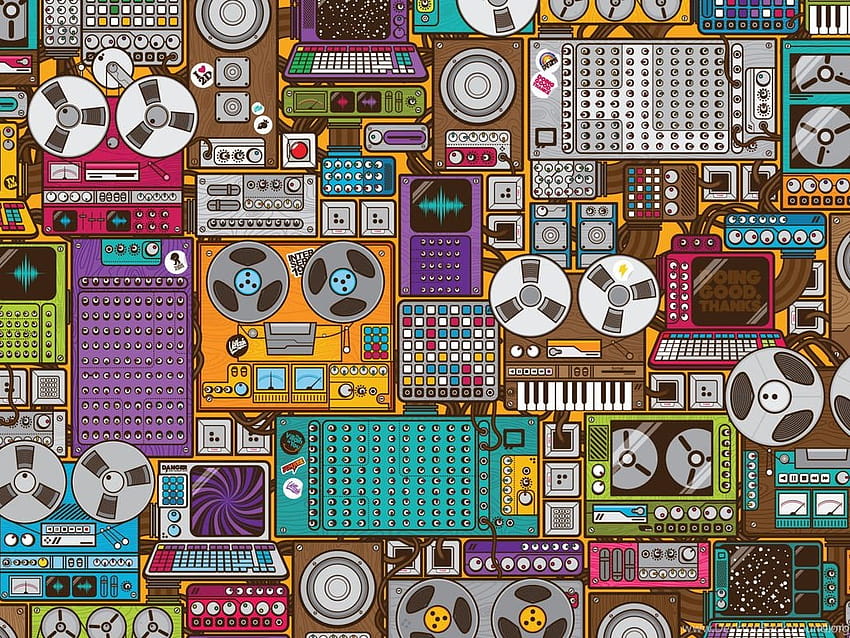 Retro Music Doodle Full Size ... Backgrounds HD wallpaper