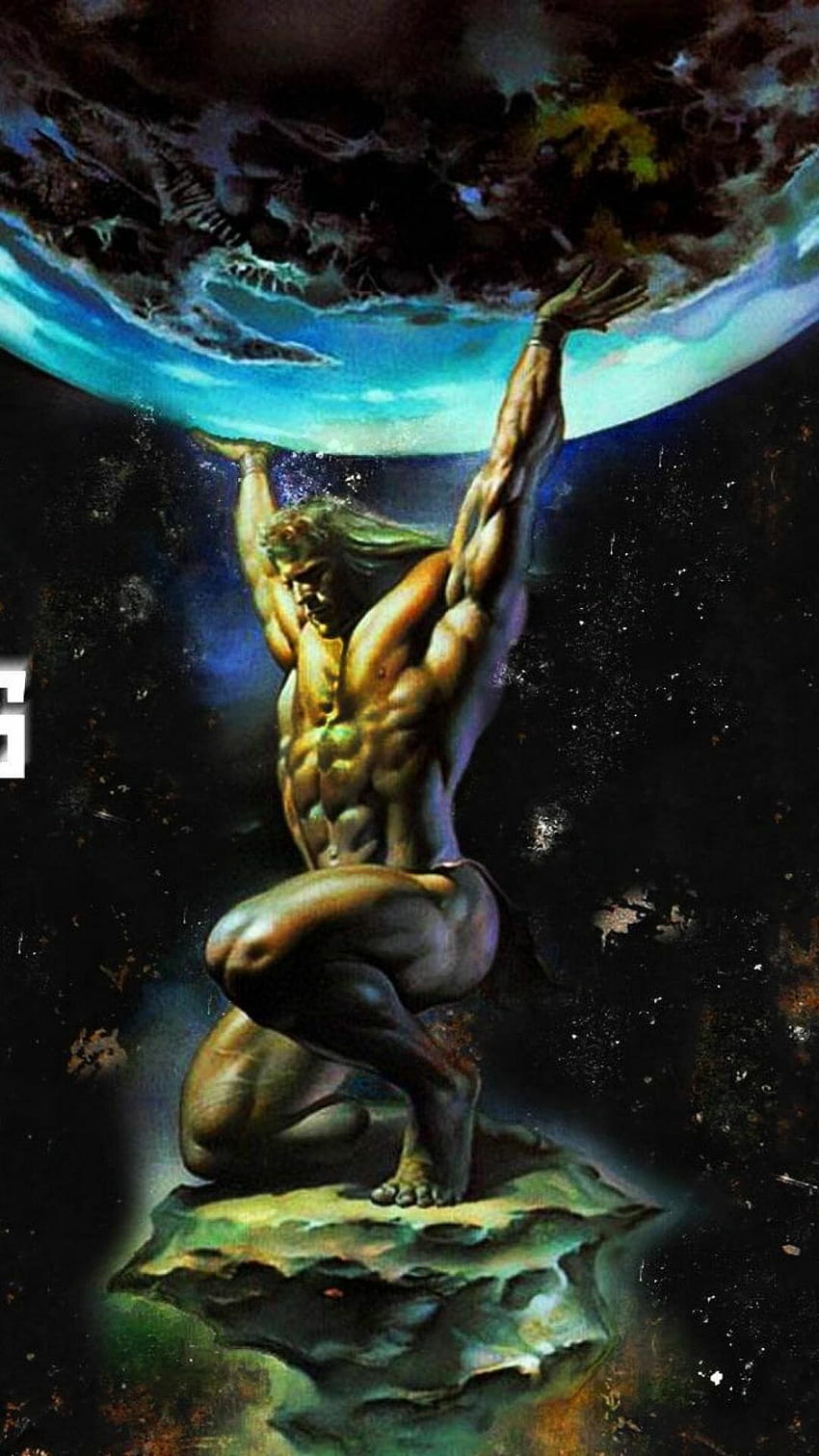 Atlas sosteniendo la tierra Atlas Arte Digital Mitología Tierra Titán Dioses griegos y olímpicos fondo de pantalla del teléfono