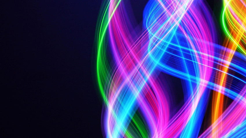 Neon waves, pink green and blue spiral colors, colorful lines spiral waves HD wallpaper