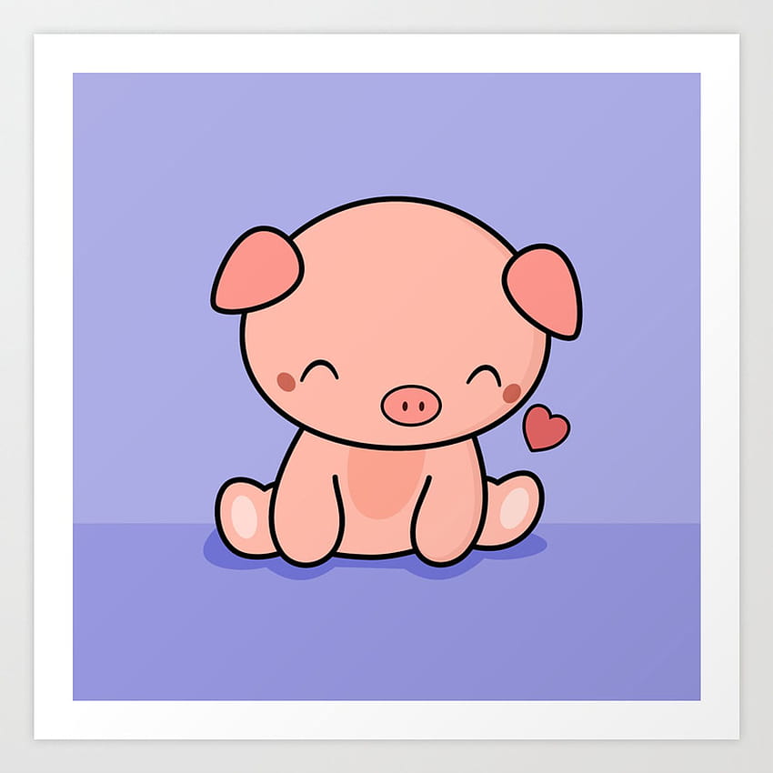 Urocza świnia Kawaii z sercem Art Print autorstwa kiwiprints, kawaii słodkie świnki Tapeta na telefon HD