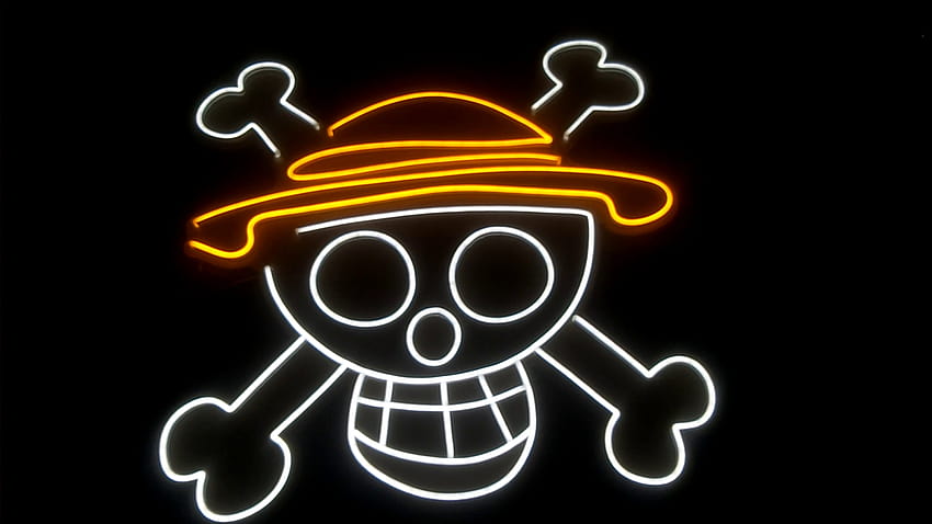 One Piece: Sombreros de paja Jolly Roger, neón de una pieza fondo de pantalla