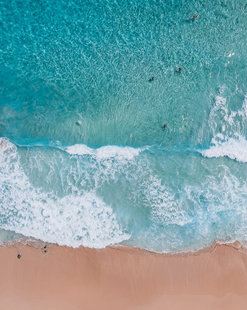 Aerial View of Ocean Waves on Shore · Stock, aerial view beach sand and ocean waves HD phone wallpaper
