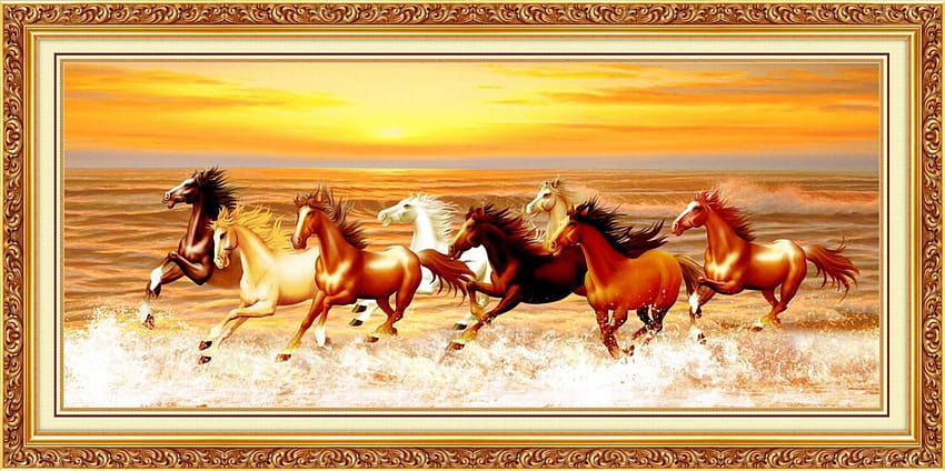 American 3D , 7 Horses, for Living Room/Bedroom/Study Room, 7horse HD wallpaper