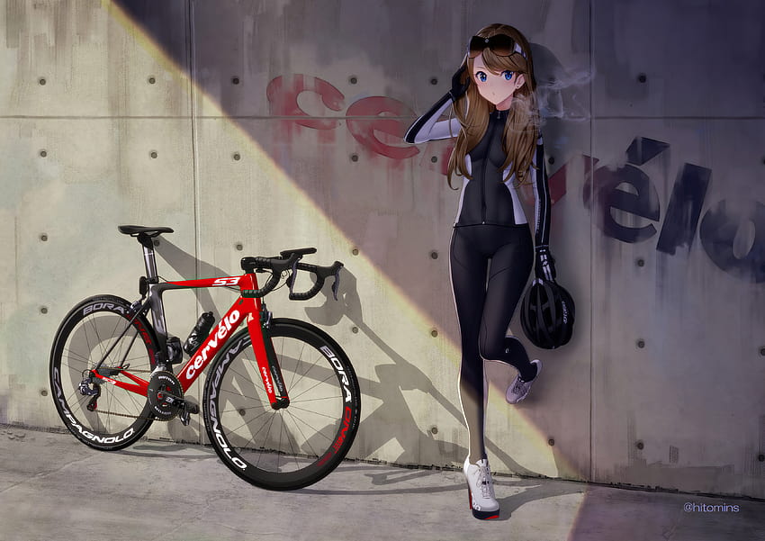 Anime Girl With Bike, Fahrradfrauen HD-Hintergrundbild