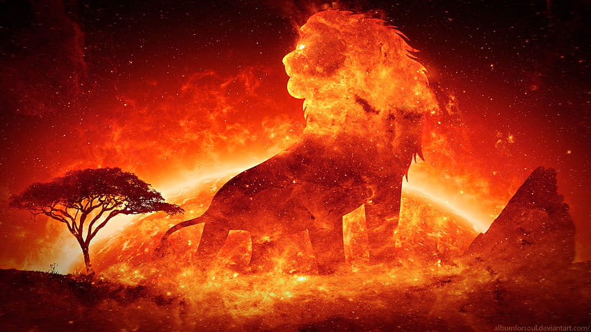 León nocturno solar, artista, s y león de fuego fondo de pantalla