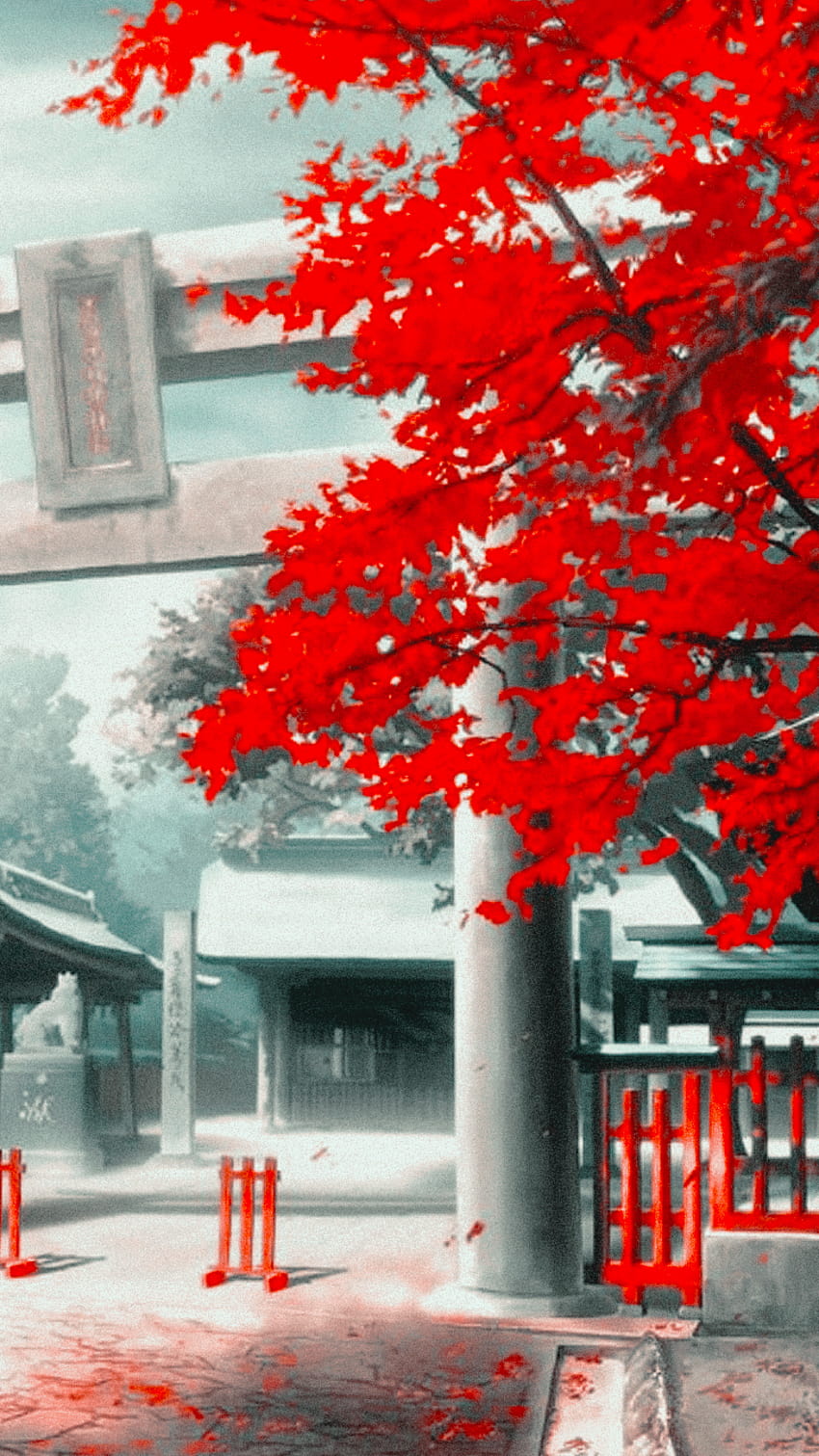 Tumblr, czerwone estetyczne drzewo anime Tapeta na telefon HD