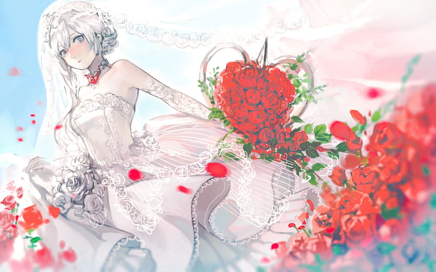 Bride, Snow White, Anime Games, Roses, Sinoalice, Wedding Dress, anime wedding dress HD wallpaper