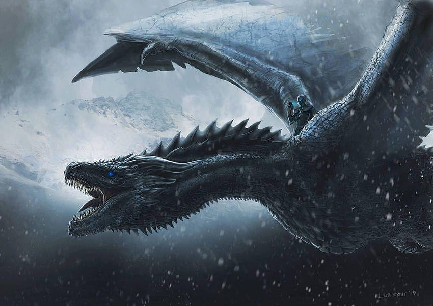 Awesome artwork featuring The Ice Dragon Viserion from Game HD wallpaper