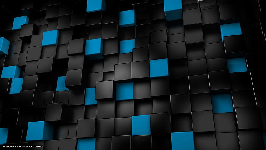 Cubes de blocs abstraits 3d noir bleu écran large / 3d Fond d'écran HD