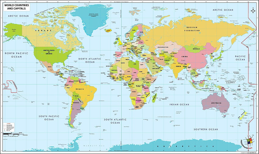 Mapa político mundial, mapa mundial político de 2021 papel de parede HD