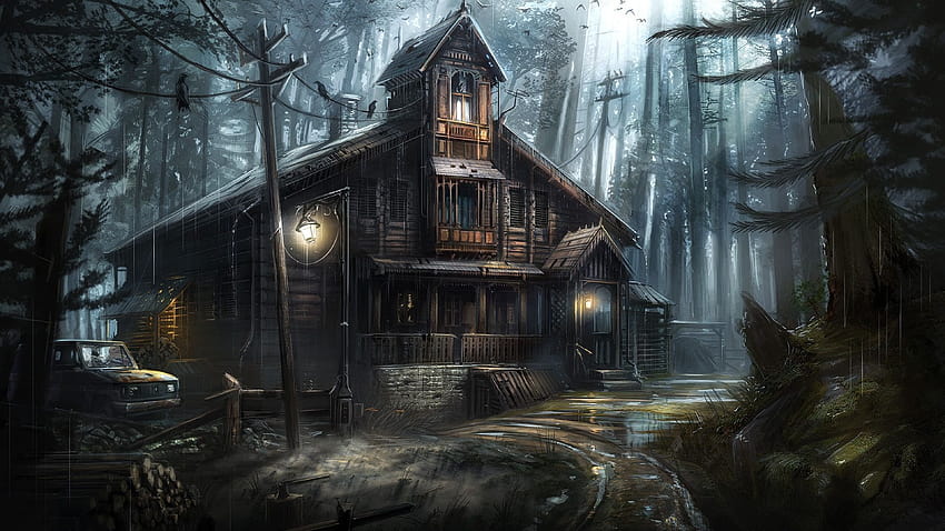3840x2160 Dark Forest, Crows, Haunted House, Horror for U TV HD wallpaper