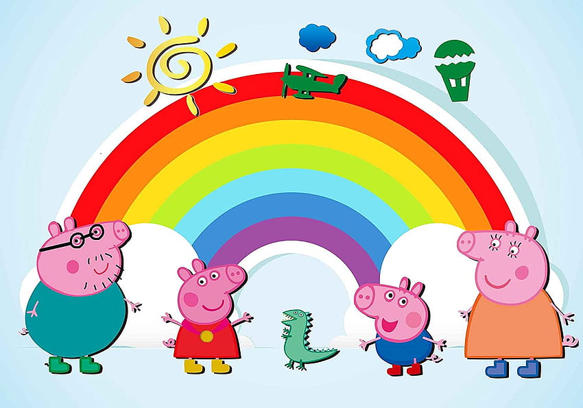 FHZON 10x7ft Cartoon Peppa Pig graphy Backdrop Family Rainbow Backgrounds Themed Party YouTube Backdrops Booth Studio Props PFH333: Amazon.ca: et Vidéo Fond d'écran HD