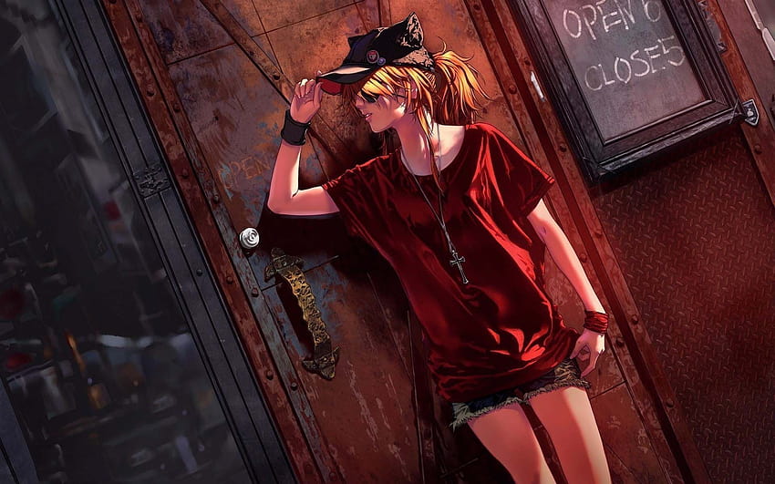 Anime Blonde Girl Hat Shorts, bad girl anime HD wallpaper