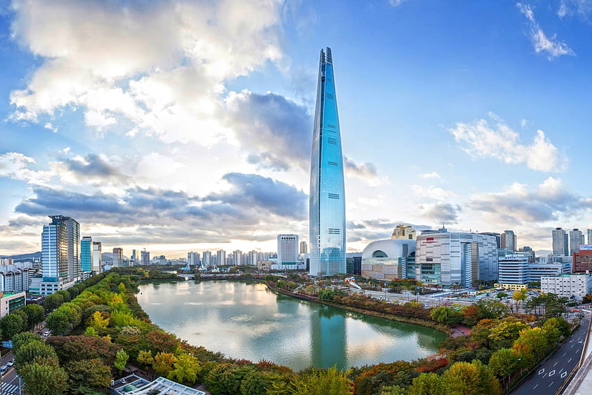 ロッテ ワールド タワー: 世界で 5 番目に高い超高層ビルはソウルにあります 高画質の壁紙
