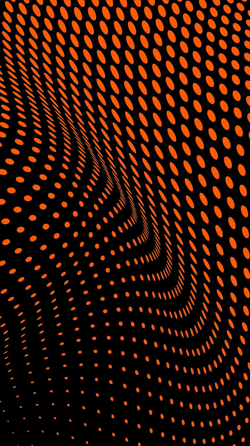Pomarańczowe punkty siatki zniekształcenia czarne tła Abstrakt, iphone czarny i pomarańczowy Tapeta na telefon HD