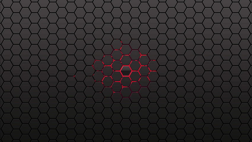 Черен шестоъгълник, черен и червен шестоъгълник HD тапет