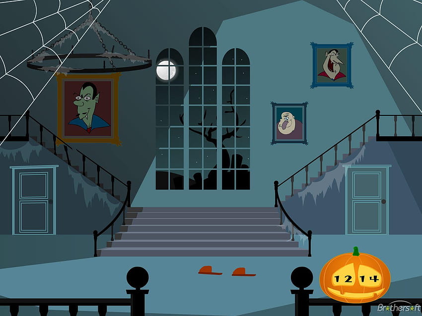 สำรวจบ้านผีสิงการ์ตูนแอนิเมชั่น บ้านผีสิงพื้นหลังการ์ตูนที่น่ากลัว วอลล์เปเปอร์ HD