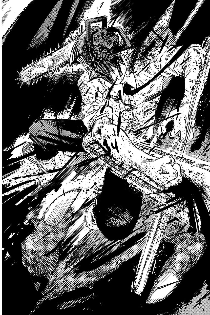 Schließlich gibt es einen Manga über einen Mann mit Kettensägenhänden, Kettensägenmann-Manga HD-Handy-Hintergrundbild