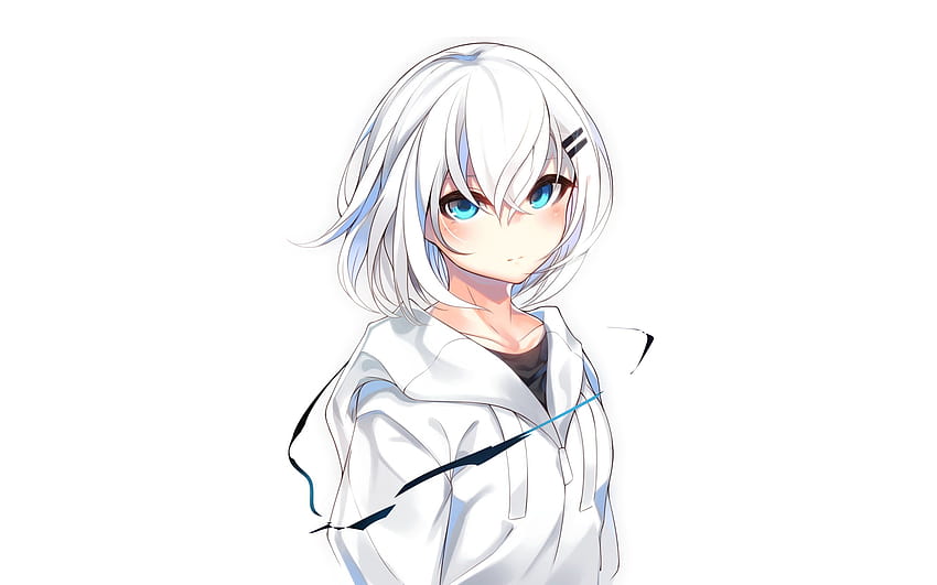 Female Anime Character In White With Blue Hair And A Camera Background, How  To Make White Background On Picture, Concept, How Background Image And  Wallpaper for Free Download