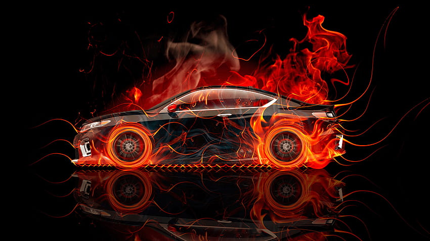 Neon Flame Cars, пламтящи коли HD тапет