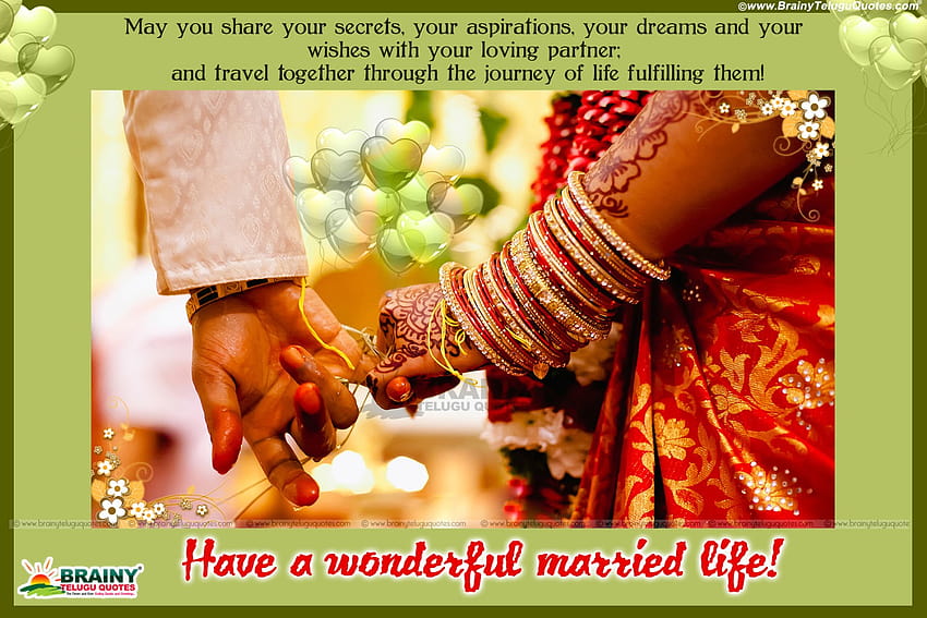 MARRIAGE WISHES QUOTES IN ENGLISH LANGUAGE WITH COUPLE HD Wallpaper 