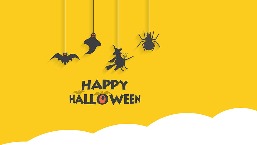 Happy Halloween, Minimal, Yellow, , Celebrations / Halloween, 해피 할로윈 로고 HD 월페이퍼