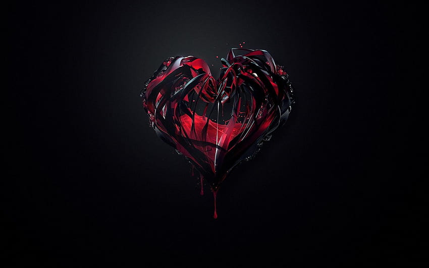 Black and Red Heart, red and black heart HD wallpaper