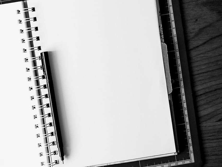 White blank notebook with black ballpoint pen, notepad HD wallpaper