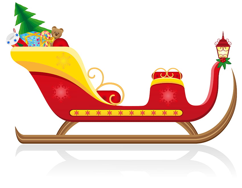 christmas sleigh of santa claus with gifts vector, sled presents HD wallpaper