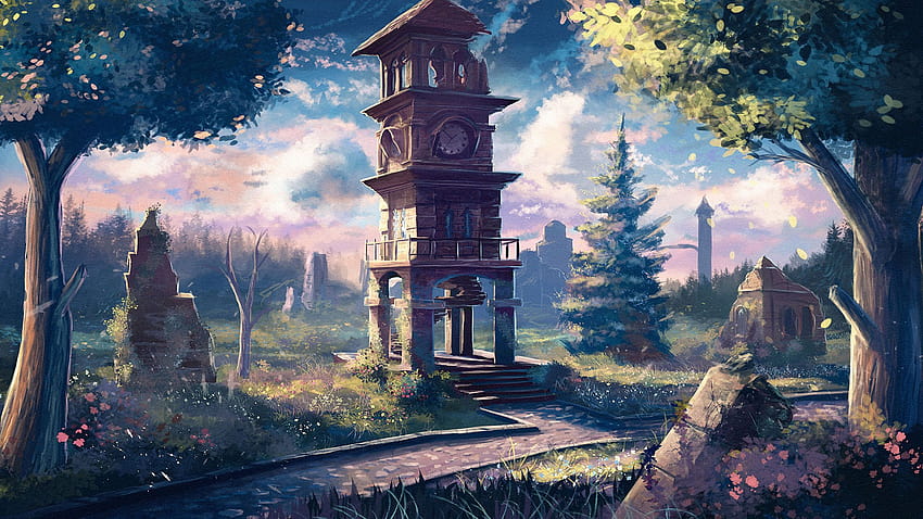 Old Clock Tower Anime, Computer , vintage anime pc HD wallpaper