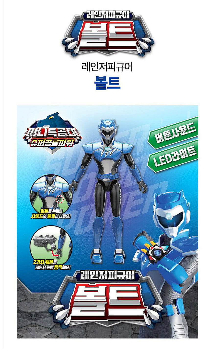 Figura de ação Miniforce Super Dino Power BOLT VOLT Blue Ranger Som de luz LED Papel de parede de celular HD