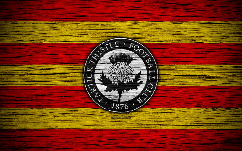 Partick Thistle FC, logo, Scottish Premiership, soccer, football, Scotland, Partick Thistle, wooden texture, Scottish Football Championship, FC Partick Thistle with resolution 3840x2400. High Quality HD wallpaper