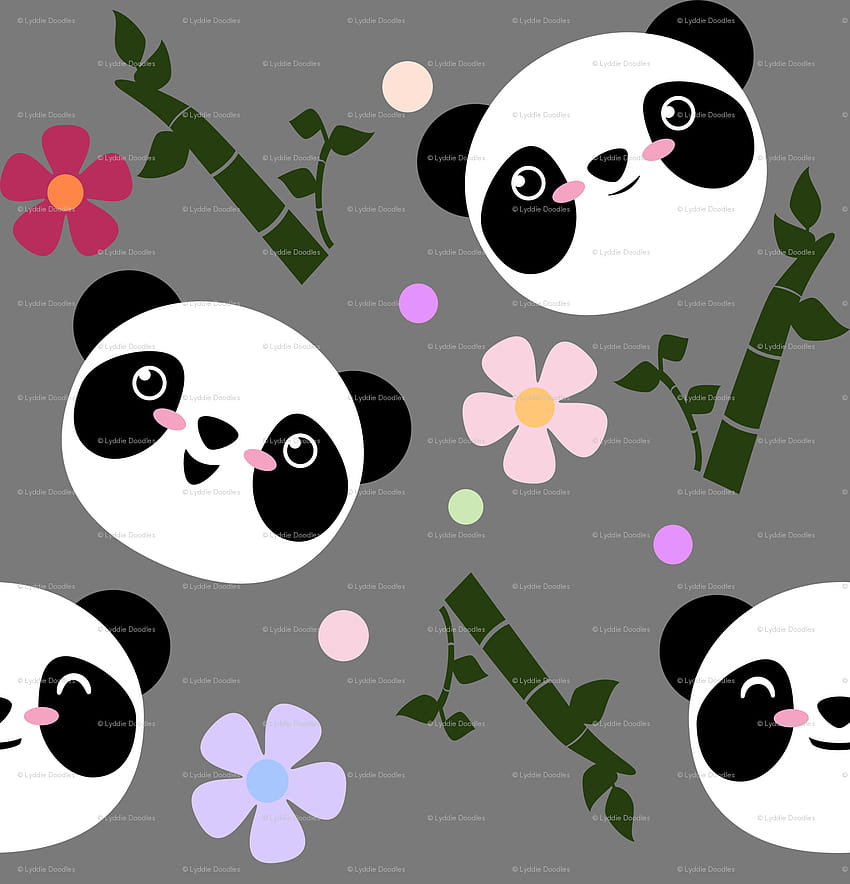 Kawaii Panda-Gesichter in Grau, Zuckerschädel-Panda HD-Handy-Hintergrundbild