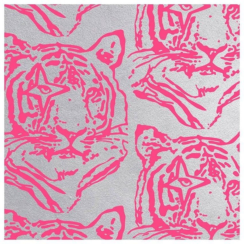 Star Tiger Designer w neonowym kolorze „Neon Pink on Metallic Silver Mylar” na sprzedaż w 1stDibs, różowy tygrys Tapeta na telefon HD