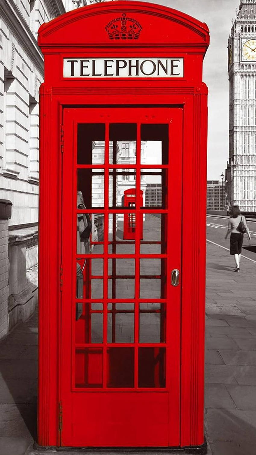 Cabina telefónica roja de la calle de la ciudad de Inglaterra fondo de pantalla del teléfono