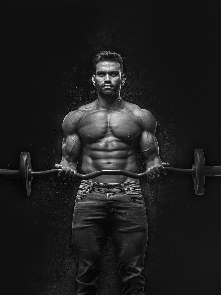 : Man Holding Barbell, abs, active, athlete, black bodybuilders mobile HD phone wallpaper
